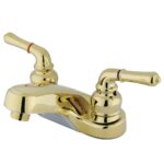 Kingston Tulare - Magellan Double-Handle 3-Hole Deck Mount 4-Inch Centerset Bathroom Faucet, Polished Brass