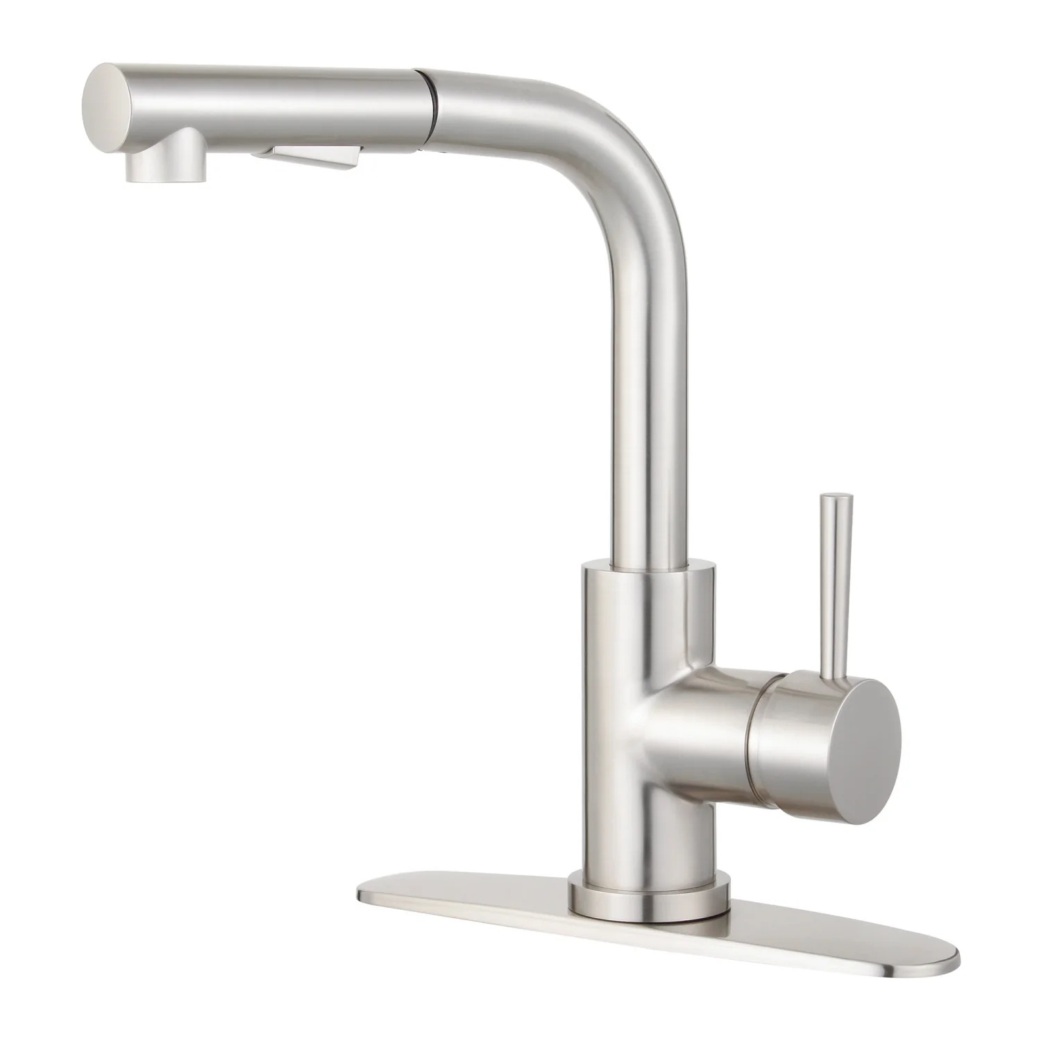 Kingston Sona -Brush Nickel Concord Single-Handle 1-Hole Deck Mount Pull-Out Sprayer Kitchen Faucet, Brushed Nickel Kingston Sona -Brush Nickel Concord Single-Handle 1-Hole Deck Mount Pull-Out Sprayer Kitchen Faucet, Brushed Nickel - Image 2