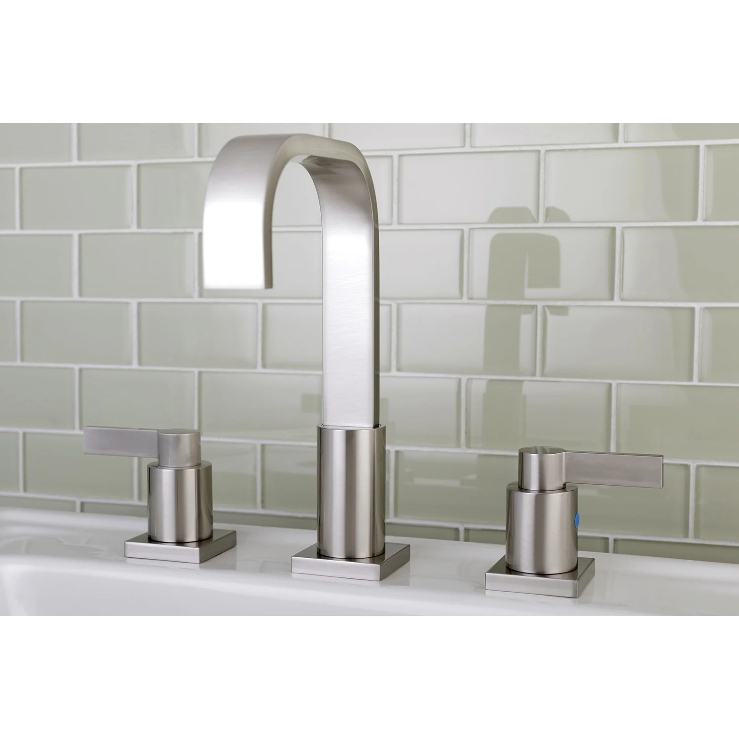 Kingston Sona Brushed Nickel - NuvoFusion Two-Handle 3-Hole Deck Mount Widespread Bathroom Faucet with Pop-Up Drain Kingston Sona Brushed Nickel - NuvoFusion Two-Handle 3-Hole Deck Mount Widespread Bathroom Faucet with Pop-Up Drain - Image 4