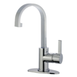 Kingston Sona - Polished Chrome Continental One-Handle 1-Hole Bathroom Faucet with Deck Plate and Push Pop-Up Drain