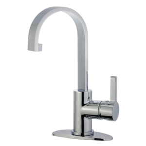 Kingston Sona - Polished Chrome Continental One-Handle 1-Hole Bathroom Faucet with Deck Plate and Push Pop-Up Drain