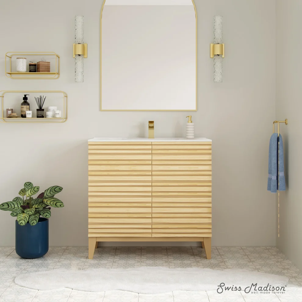 30" Cascade Freestanding Bathroom Vanity - Natural Oak 30" Cascade Freestanding Bathroom Vanity - Natural Oak - Image 4
