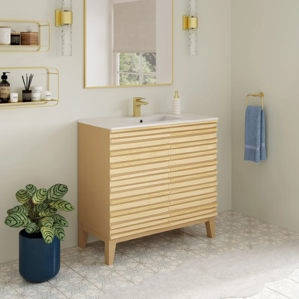 30" Cascade Freestanding Bathroom Vanity - Natural Oak 30" Cascade Freestanding Bathroom Vanity - Natural Oak - Image 3
