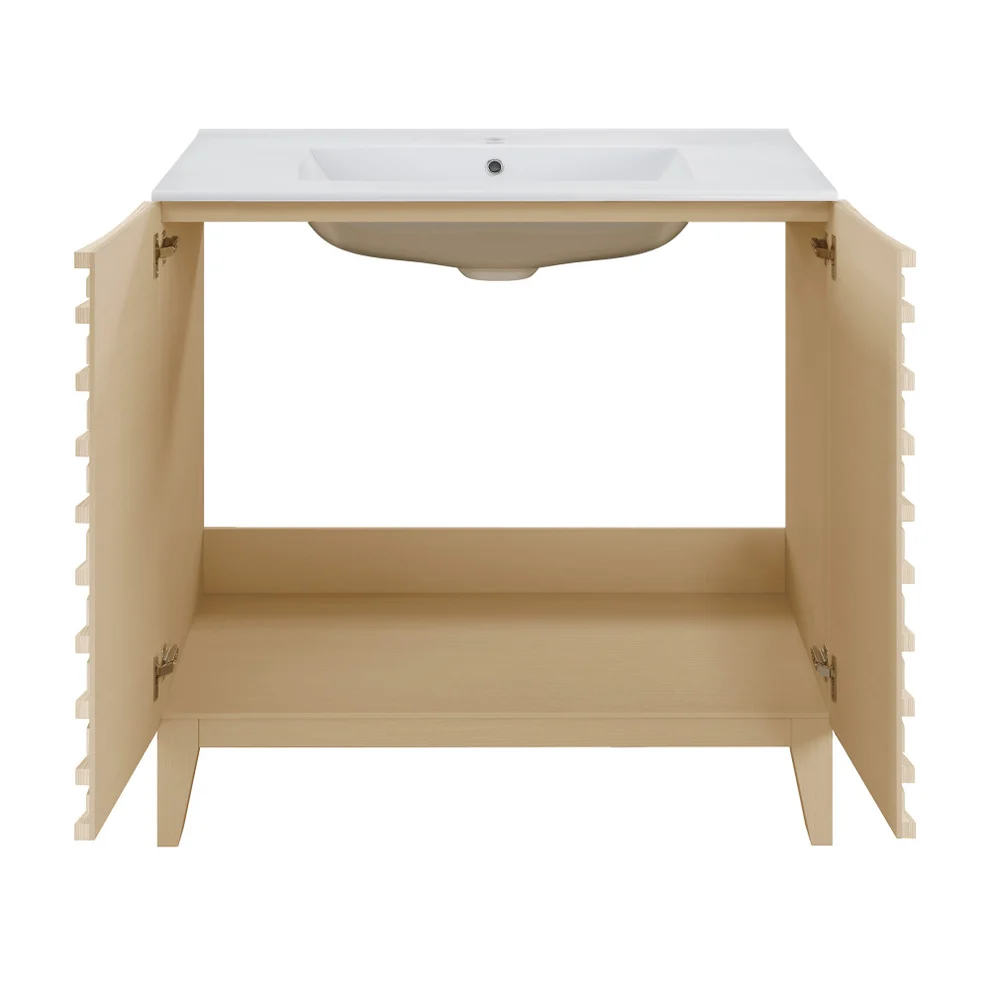 30" Cascade Freestanding Bathroom Vanity - Natural Oak 30" Cascade Freestanding Bathroom Vanity - Natural Oak - Image 6
