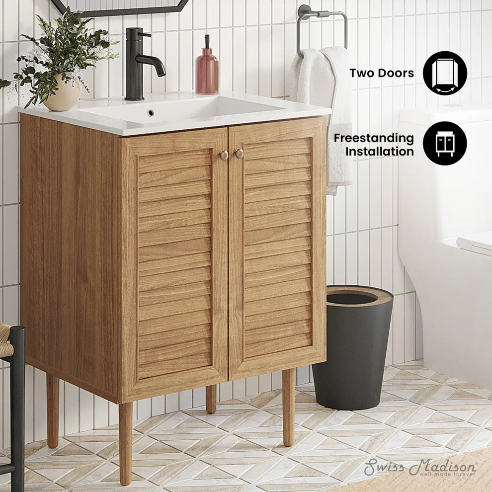 24" Bron Freestanding Bathroom Vanity - Golden Oak 24" Bron Freestanding Bathroom Vanity - Golden Oak - Image 3