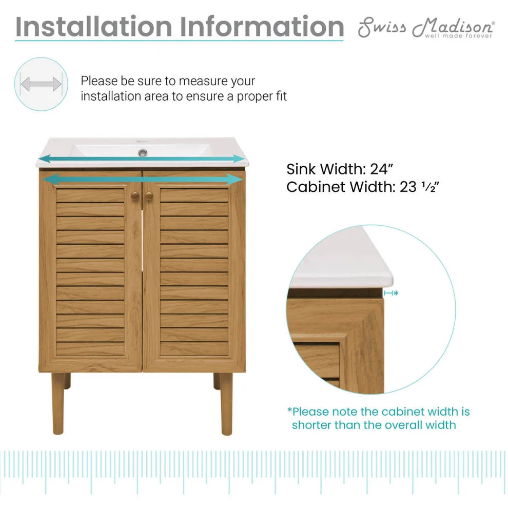 24" Bron Freestanding Bathroom Vanity - Golden Oak 24" Bron Freestanding Bathroom Vanity - Golden Oak - Image 4